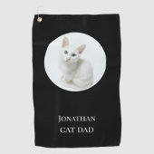 Speciaal gepersonaliseerde moderne kat papa zwarte golfhanddoek (Voorkant)