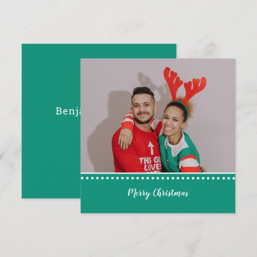 Speciaal gepersonaliseerde moderne vierkant-fotoke feestdagenkaart (Voorkant / Achterkant)