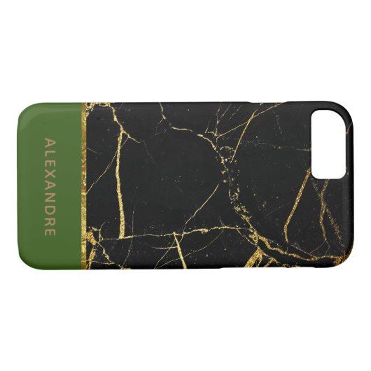 Speciaal gepersonaliseerde moderne zwarte marmer G Case-Mate iPhone Case (Achterkant (Horizontaal))