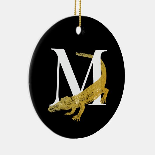 Speciaal gepersonaliseerde monogram Alligator Art  Keramisch Ornament (Rechts)