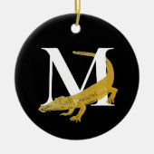 Speciaal gepersonaliseerde monogram Alligator Art Keramisch Ornament (Voorkant)