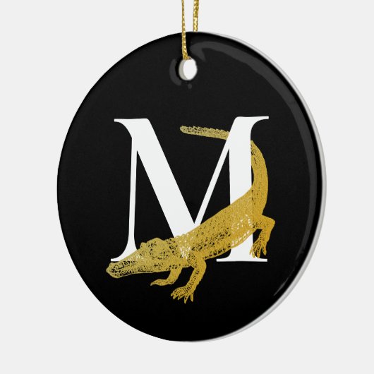 Speciaal gepersonaliseerde monogram Alligator Art  Keramisch Ornament (Links)