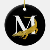 Speciaal gepersonaliseerde monogram Alligator Art  Keramisch Ornament (Achterkant)