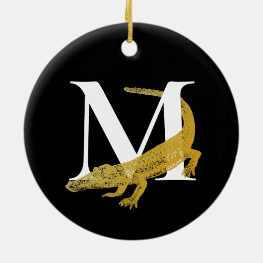 Speciaal gepersonaliseerde monogram Alligator Art Keramisch Ornament (Achterkant)