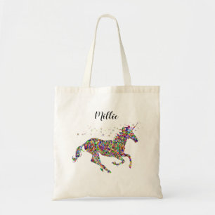 Speciaal gepersonaliseerde multicolored Unicorn-Ca Tote Bag