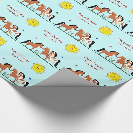 Speciaal gepersonaliseerde paardenboeddies die pap cadeaupapier (Hoek)