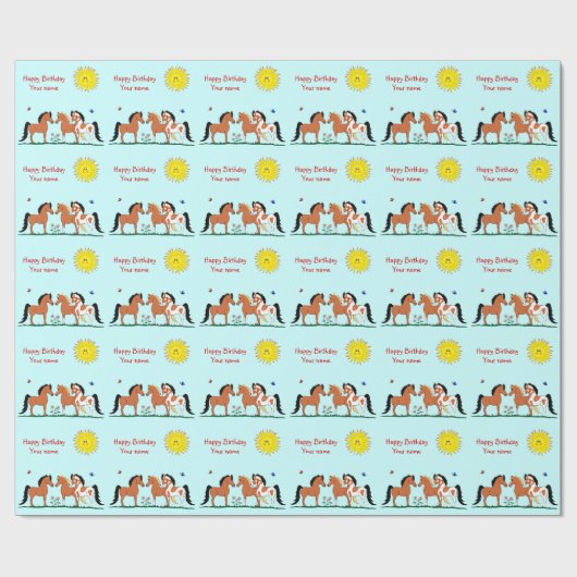 Speciaal gepersonaliseerde paardenboeddies die pap cadeaupapier (Vlak)