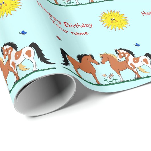 Speciaal gepersonaliseerde paardenboeddies die pap cadeaupapier (Rol Hoek)