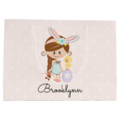 Speciaal gepersonaliseerde paastas Bunny Ears Brun Groot Cadeauzakje (Achterkant)