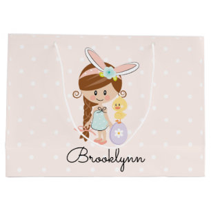Speciaal gepersonaliseerde paastas Bunny Ears Brun Groot Cadeauzakje