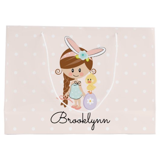 Speciaal gepersonaliseerde paastas Bunny Ears Brun Groot Cadeauzakje (Achterkant)