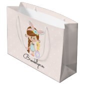 Speciaal gepersonaliseerde paastas Bunny Ears Brun Groot Cadeauzakje (Achterkant Gekanteld)