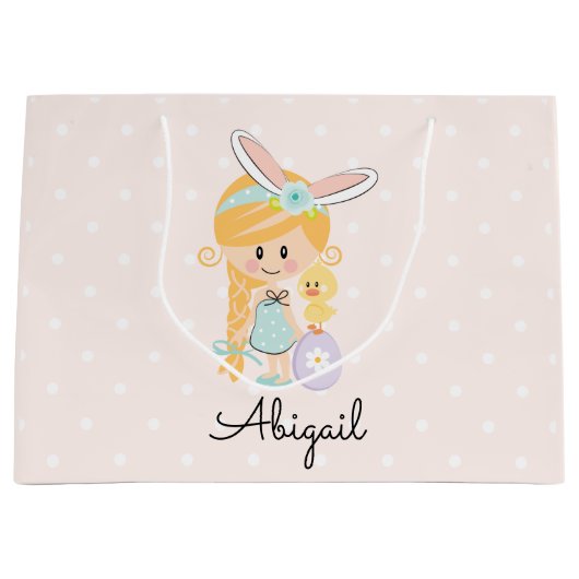 Speciaal gepersonaliseerde paastas met bundel voor large cadeautasje (Voorkant)