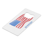 Speciaal gepersonaliseerde patriottische Amerikaan Creditkaart Flessenopener (Achterkant Gekanteld)