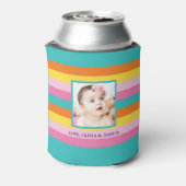 Speciaal gepersonaliseerde regenboogstripes blikjeskoeler (Blikje Achterkant)