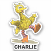 Speciaal gepersonaliseerde Retro Art Big Bird Sticker (Voorkant)