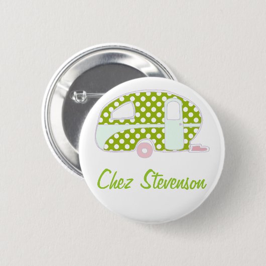 Speciaal gepersonaliseerde Retro Art Caravan Owner Ronde Button 5,7 Cm (Voorkant /achterkant)