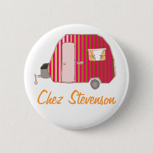 Speciaal gepersonaliseerde Retro Art Caravan Owner Ronde Button 5,7 Cm