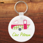 Speciaal gepersonaliseerde Retro Art Caravan Owner Sleutelhanger (Voorkant)