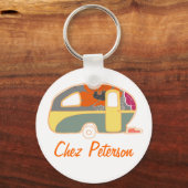 Speciaal gepersonaliseerde Retro Art Caravan Owner Sleutelhanger (Voorkant)