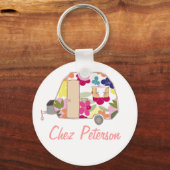 Speciaal gepersonaliseerde Retro Art Caravan Owner Sleutelhanger (Voorkant)