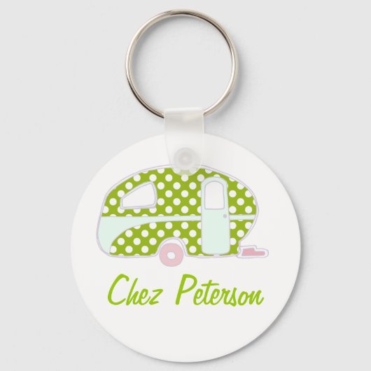 Speciaal gepersonaliseerde Retro Art Caravan Owner Sleutelhanger (Voorkant)