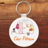 Speciaal gepersonaliseerde Retro Art Caravan Owner Sleutelhanger (Voorkant)