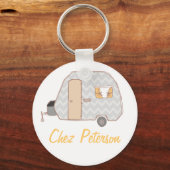Speciaal gepersonaliseerde Retro Art Caravan Owner Sleutelhanger (Voorkant)