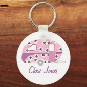 Speciaal gepersonaliseerde Retro Art Caravan Owner Sleutelhanger (Voorkant)