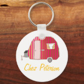 Speciaal gepersonaliseerde Retro Art Caravan Owner Sleutelhanger (Voorkant)