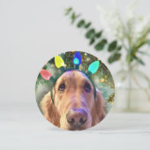 Speciaal gepersonaliseerde Round Golden Retriever Feestdagenkaart (Staand voorkant)