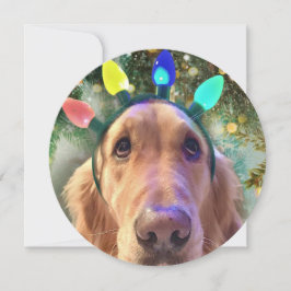 Speciaal gepersonaliseerde Round Golden Retriever  Feestdagenkaart