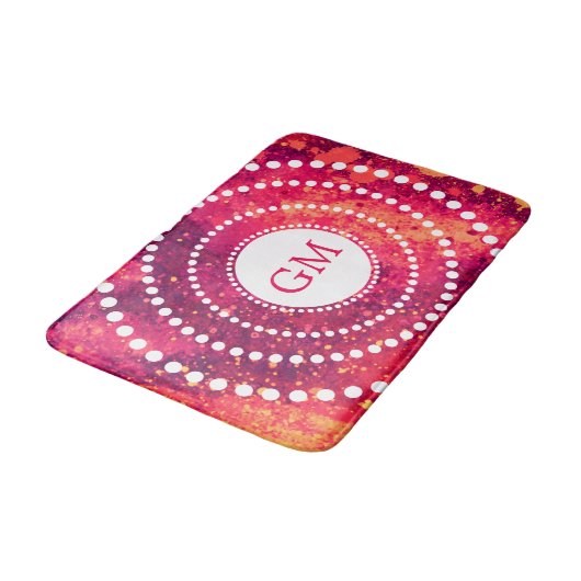 Speciaal gepersonaliseerde roze monogram schilderk badmat (Gekanteld)