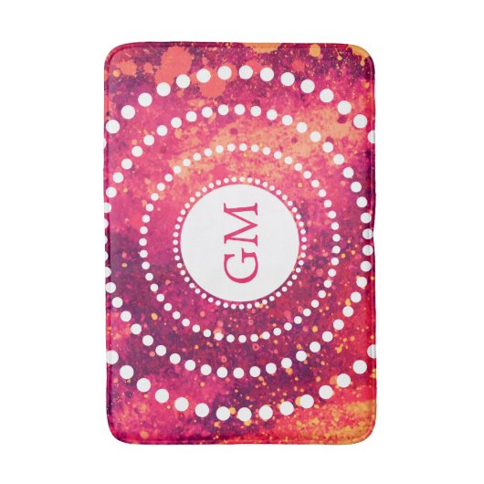 Speciaal gepersonaliseerde roze monogram schilderk badmat (Voorkant Verticaal)