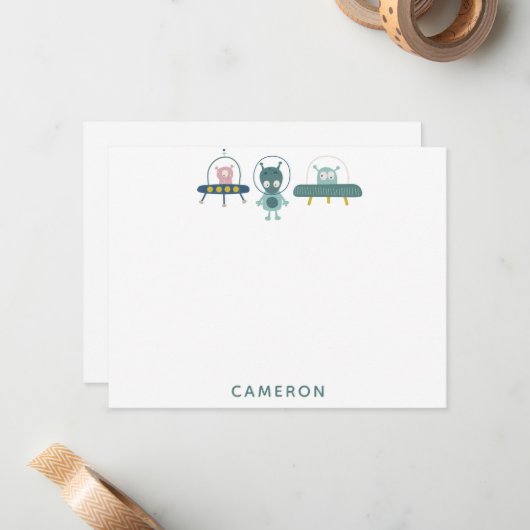 Speciaal gepersonaliseerde schrijfbenodigdheden vo notitiekaartje (Voorkant / Achterkant in situ)