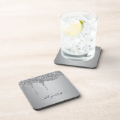Speciaal gepersonaliseerde tekst Zilveren glitter  Bier Onderzetter (Rechterzijde)