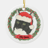 Speciaal gepersonaliseerde Tuxedo Ragamuffin Cat Keramisch Ornament (Voorkant)