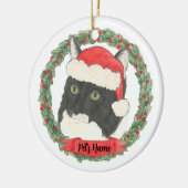 Speciaal gepersonaliseerde Tuxedo Ragamuffin Cat Keramisch Ornament (Links)