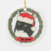 Speciaal gepersonaliseerde Tuxedo Ragamuffin Cat Keramisch Ornament (Achterkant)