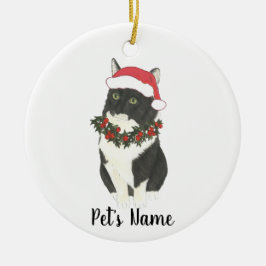 Speciaal gepersonaliseerde Tuxedo Ragamuffin Cat Keramisch Ornament