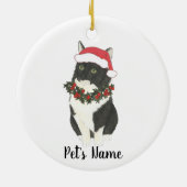Speciaal gepersonaliseerde Tuxedo Ragamuffin Cat Keramisch Ornament (Achterkant)
