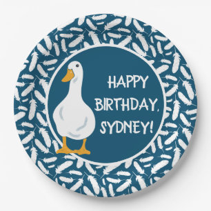 Speciaal gepersonaliseerde White Duck Illustration Papieren Bordje