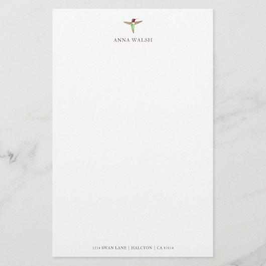 Speciaal gepersonaliseerde White Hummingbird Stati Briefpapier (Voorkant)