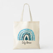 Speciaal gepersonaliseerde winterregenboogchristma tote bag (Achterkant)