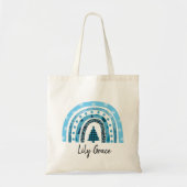 Speciaal gepersonaliseerde winterregenboogchristma tote bag (Voorkant)