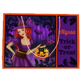 Speciaal gepersonaliseerde Witch Halloween Trick o Groot Cadeauzakje (Achterkant)