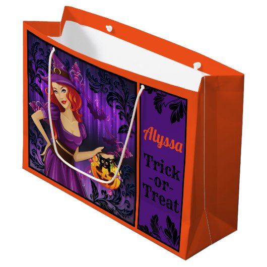 Speciaal gepersonaliseerde Witch Halloween Trick o Groot Cadeauzakje (Voorkant Gekanteld)