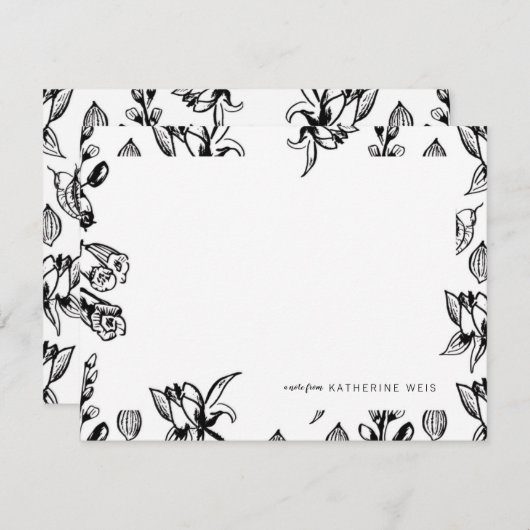 Speciaal gepersonaliseerde zwart-witserij notitiekaartje (Voorkant / Achterkant)