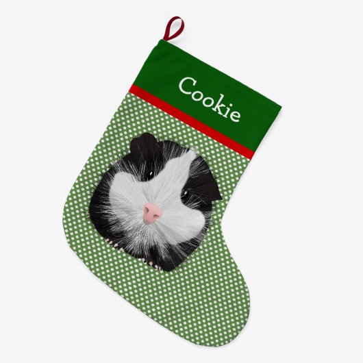 Speciaal gepersonaliseerde zwarte en witte cavia's grote kerstsok (Voorkant (Hangend))