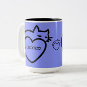 Speciaal gepersonaliseerde zwarte kat-liefdesLogo Tweekleurige Koffiemok (Voorkant links)